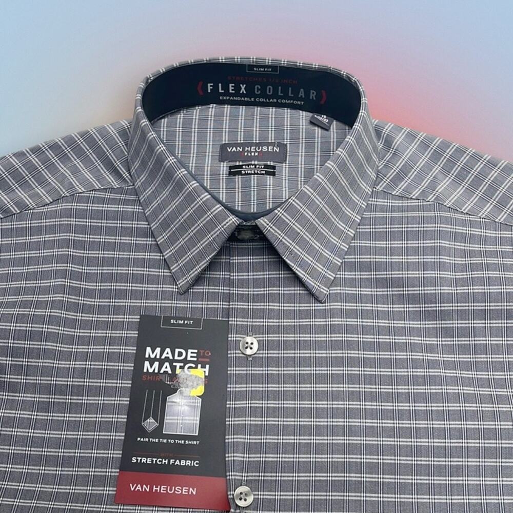 VAN HEUSEN Men’s 15 / 32-33 Slim Fit Gray Dress Shirt